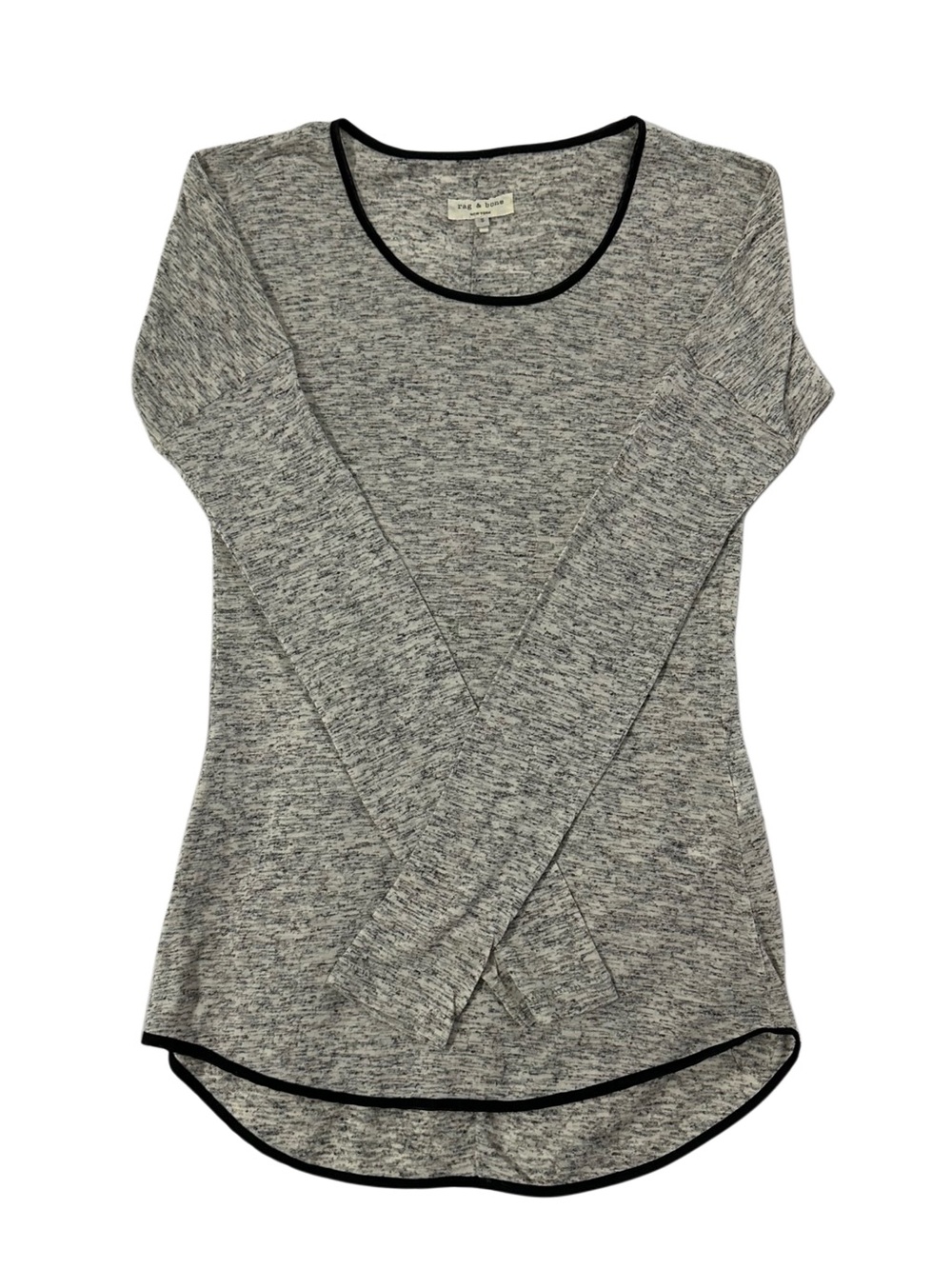 Rag & Bone New York Marled Knit Scoop Neck Long Sleeve Black Trim Top Size S - Picture 5 of 10